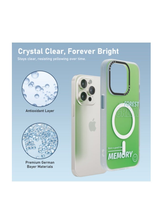 Mezone Memory iPhone 15 Pro Max MagSafe Case, Shockproof & Anti-Yellowing Phone Case Reinforced Corners with Airguard, Green - Image 5