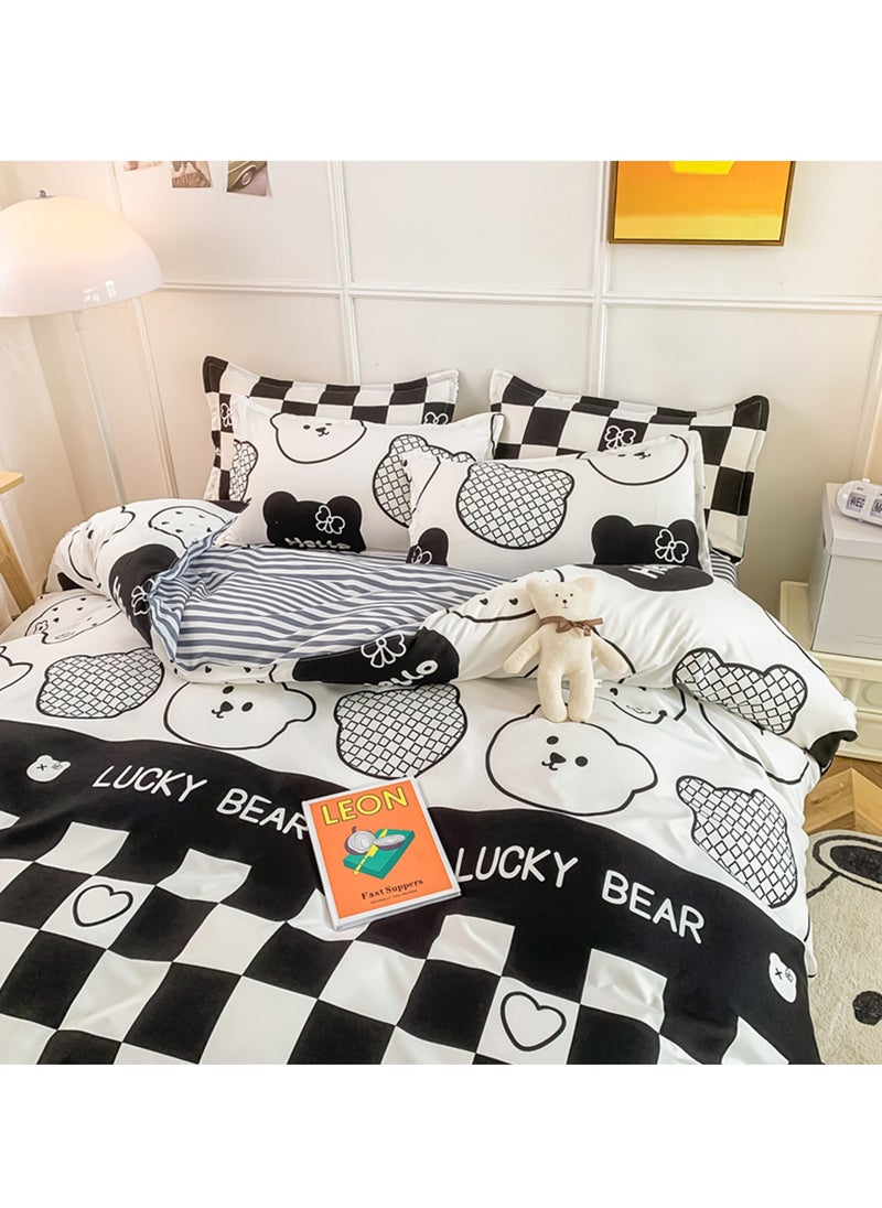 Sharpdo - 4-Piece Set Bedding Modal Quilt Cover Set with 1 Quilt Cover 1 Sheet and 2 Pillowcases 1.5m Bed (160*210cm) - Image 1