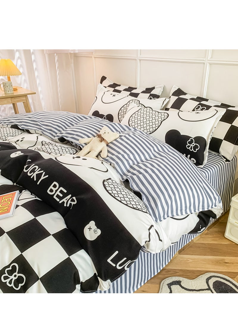 Sharpdo - 4-Piece Set Bedding Modal Quilt Cover Set with 1 Quilt Cover 1 Sheet and 2 Pillowcases 1.5m Bed (160*210cm) - Image 1