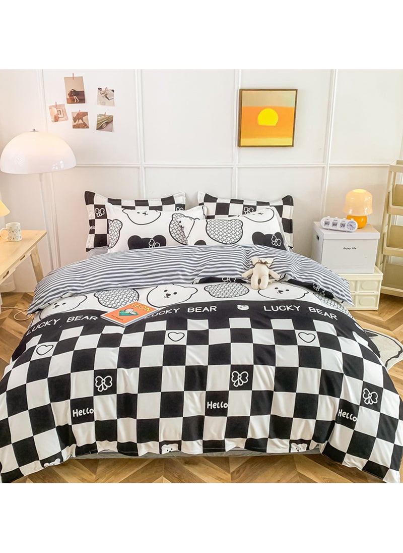 Sharpdo - 4-Piece Set Bedding Modal Quilt Cover Set with 1 Quilt Cover 1 Sheet and 2 Pillowcases 1.5m Bed (160*210cm) - Image 1