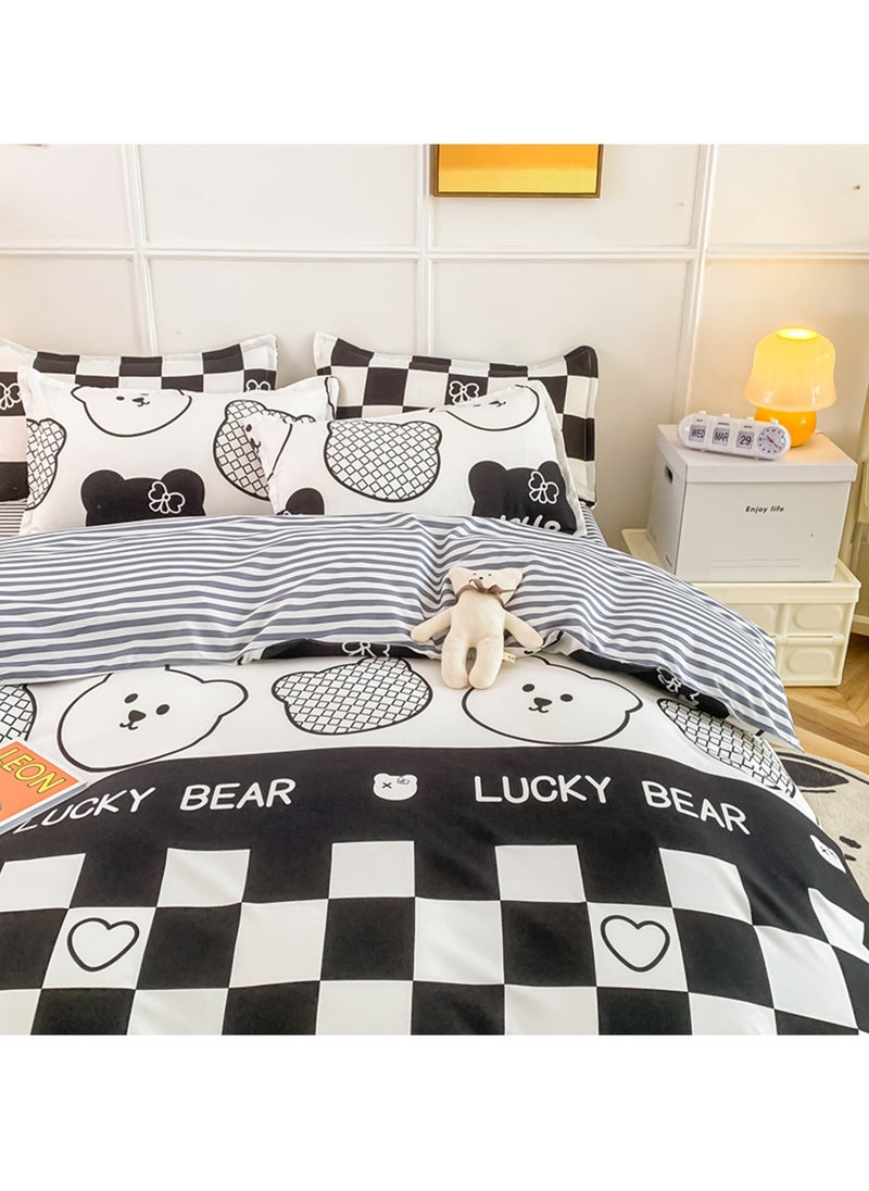 Sharpdo - 4-Piece Set Bedding Modal Quilt Cover Set with 1 Quilt Cover 1 Sheet and 2 Pillowcases 1.5m Bed (160*210cm) - Image 1