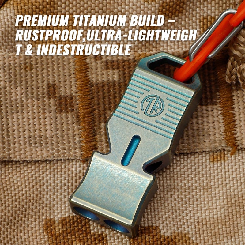 TACRAY Titanium Emergency Survival Whistle, Portable Necklace Whistle, Loud Whistle up to 120~130db, Good for Life Saving, Hiking, Camping, and Pet Training - Image 2