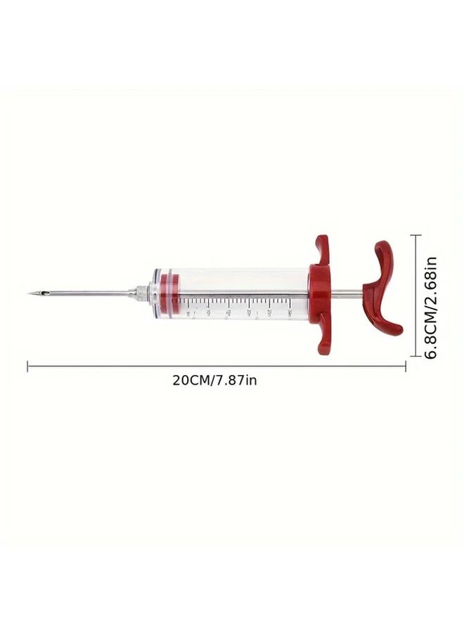 Red Stainless Steel BBQ Marinade Syringe with Clear Scale for Meats - Image 3
