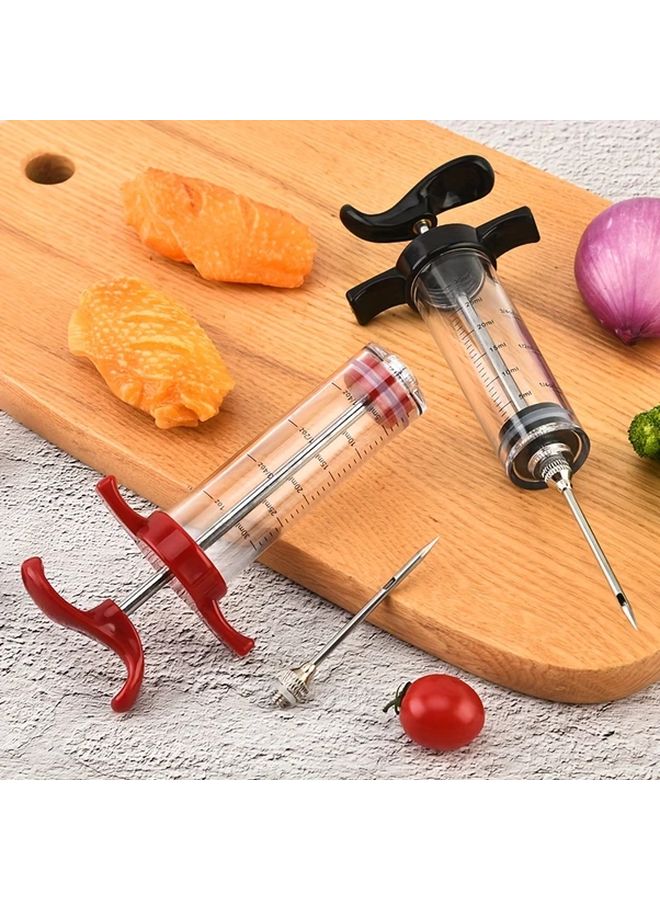 Red Stainless Steel BBQ Marinade Syringe with Clear Scale for Meats - Image 1