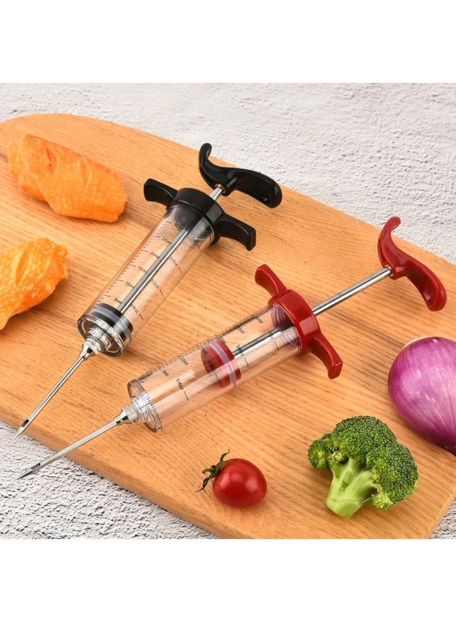 Red Stainless Steel BBQ Marinade Syringe with Clear Scale for Meats - Image 2