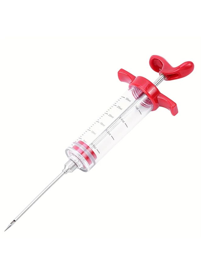 Red Stainless Steel BBQ Marinade Syringe with Clear Scale for Meats - Image 5