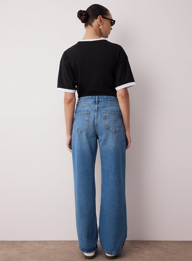 trendyol Blue High Waist Wide Leg Wide Leg Jeans - Image 4