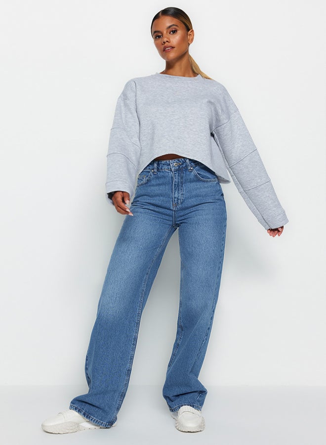 trendyol Blue High Waist Wide Leg Wide Leg Jeans - Image 5