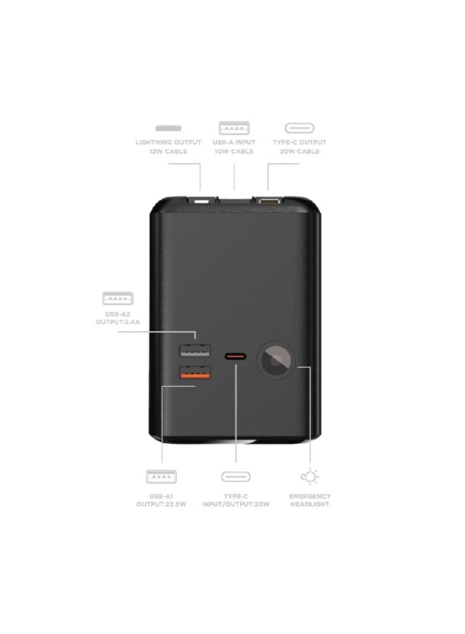 Generic valueable 1 80000mAh Large Capacity Power Bank with Multiple Inputs and Outputs Built-in Flashlight 3 Built-in Cables and 22.5W Charging Power and Hanging Lanyard - Image 3