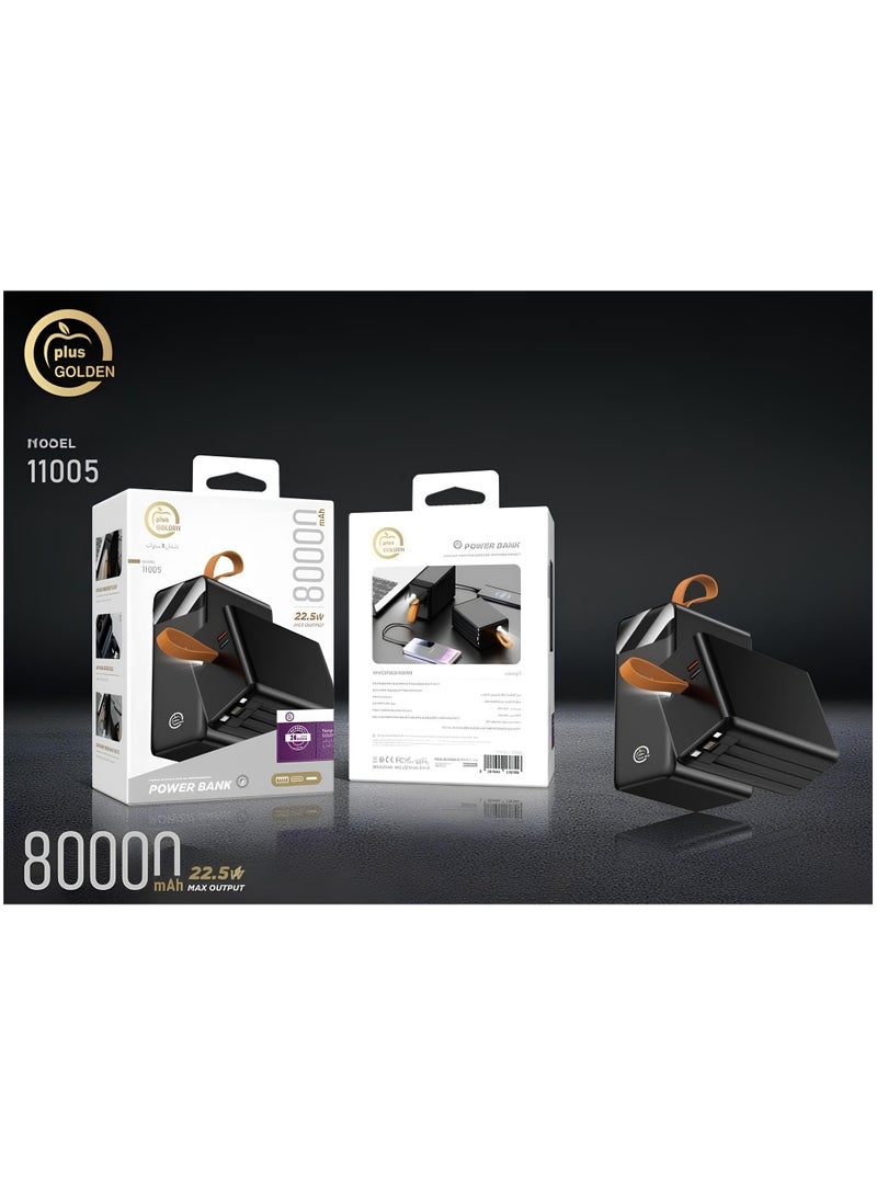 Generic valueable 1 80000mAh Large Capacity Power Bank with Multiple Inputs and Outputs Built-in Flashlight 3 Built-in Cables and 22.5W Charging Power and Hanging Lanyard - Image 4