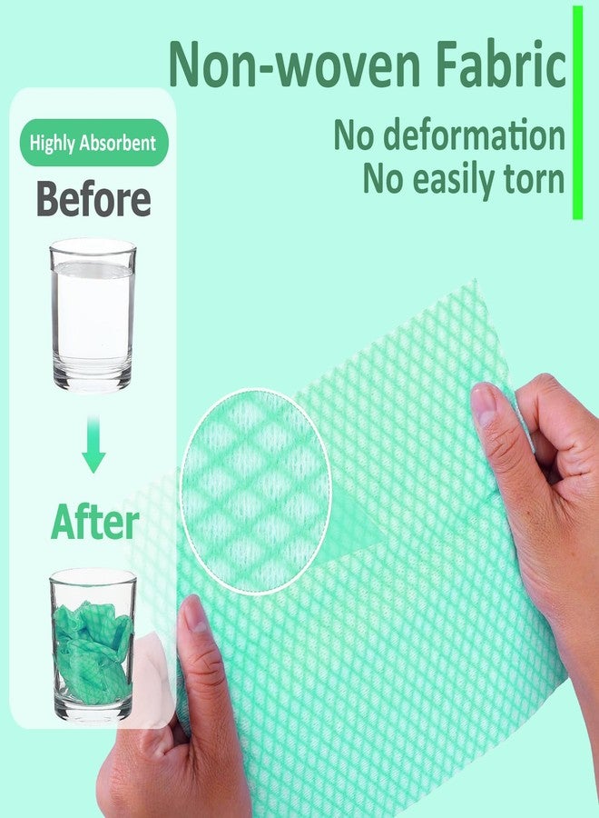 Faliuepe Disposable Dish Cloths Heavy Duty Disposable Cleaning Cloths for Kitchen Multi-Purpose Green Dish Rags 50 Count/Pack - Image 3