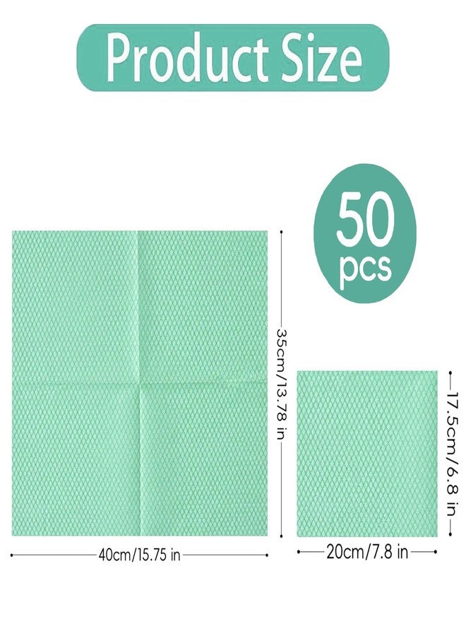 Faliuepe Disposable Dish Cloths Heavy Duty Disposable Cleaning Cloths for Kitchen Multi-Purpose Green Dish Rags 50 Count/Pack - Image 2