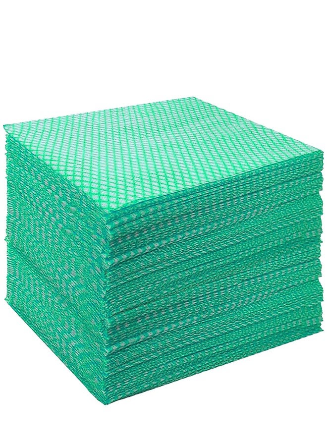 Faliuepe Disposable Dish Cloths Heavy Duty Disposable Cleaning Cloths for Kitchen Multi-Purpose Green Dish Rags 50 Count/Pack - Image 1