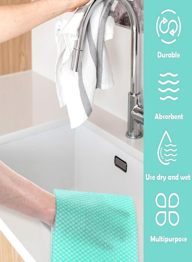 Faliuepe Disposable Dish Cloths Heavy Duty Disposable Cleaning Cloths for Kitchen Multi-Purpose Green Dish Rags 50 Count/Pack - Image 4