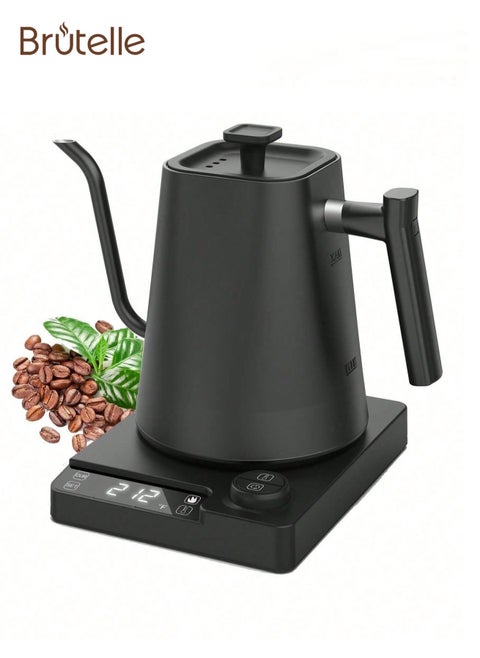 Gooseneck Kettle V60 Coffee Kettle 1000ML 1200W Power Knob Temperature Adjustment with Digital Display Temperature Automatic Insulation Stainless Steel Material Suitable for Home and Office