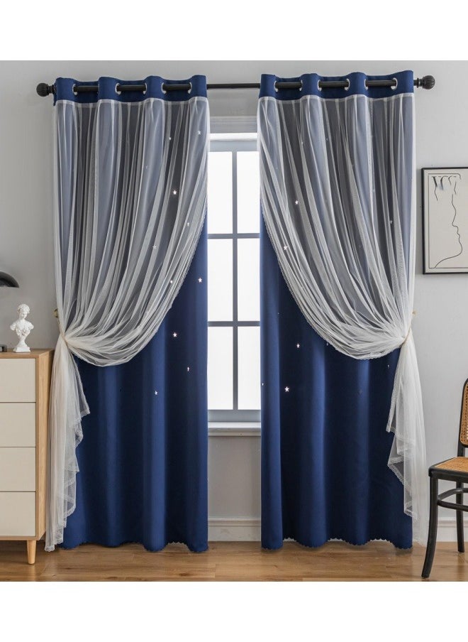 KYD 1 Panel Blackout Curtains, Decorative Thread Foil Blackout Curtains, Thermal Insulated Room Darkening Curtains for Bedroom Living Room  - Image 2
