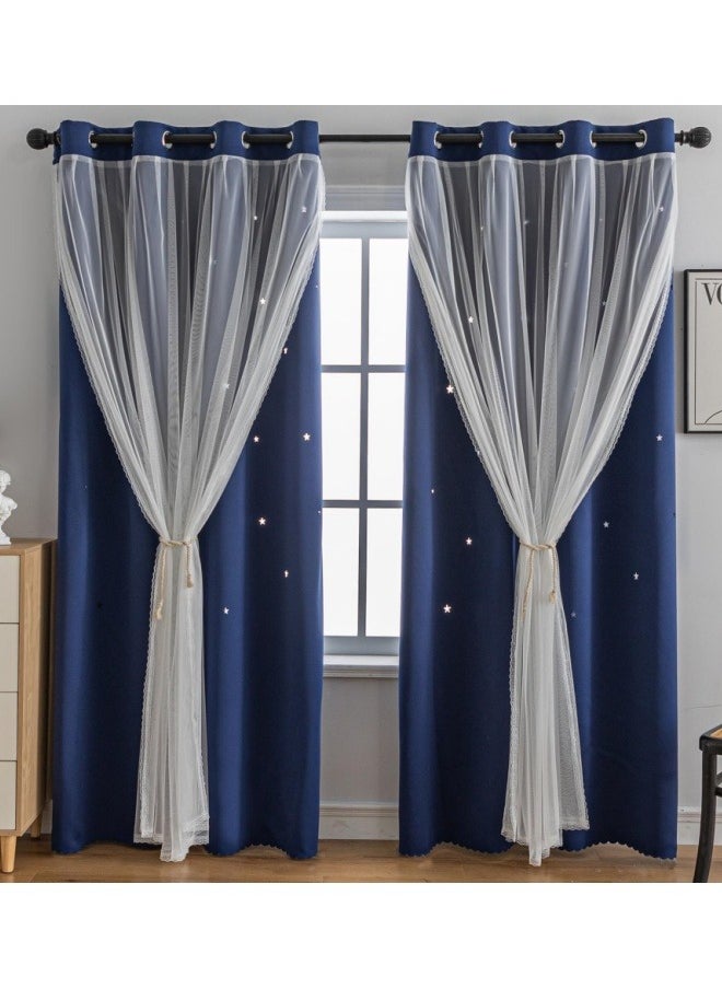 KYD 1 Panel Blackout Curtains, Decorative Thread Foil Blackout Curtains, Thermal Insulated Room Darkening Curtains for Bedroom Living Room  - Image 1