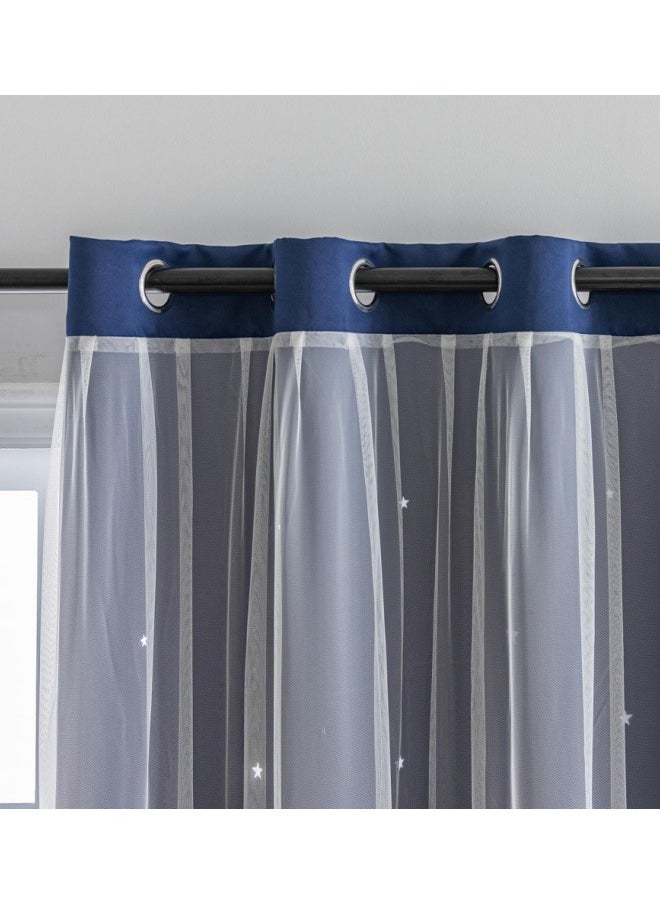 KYD 1 Panel Blackout Curtains, Decorative Thread Foil Blackout Curtains, Thermal Insulated Room Darkening Curtains for Bedroom Living Room  - Image 5