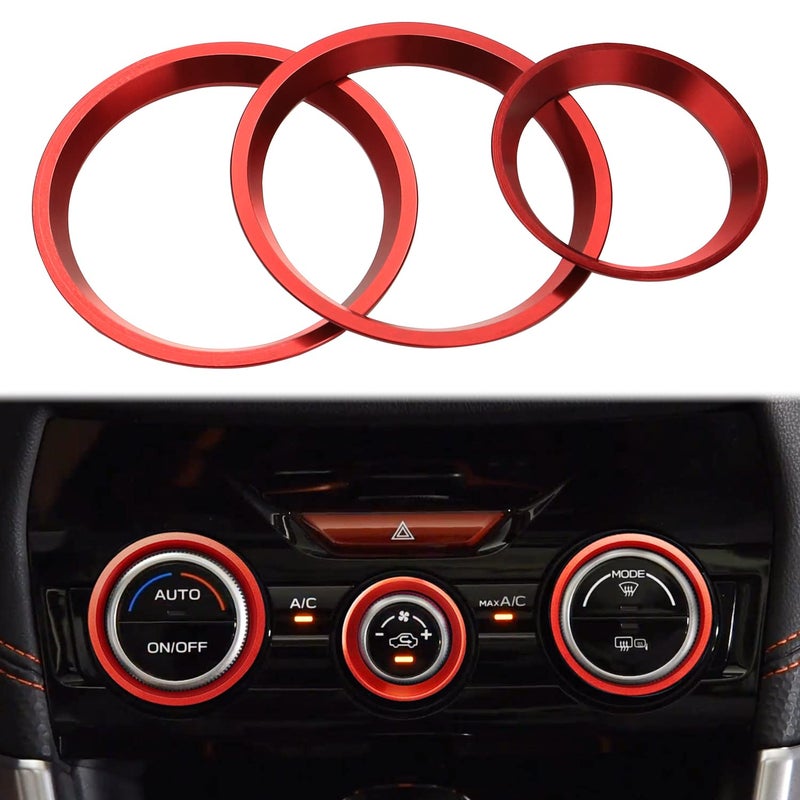 Bentolin Red AC Climate Control Knob Outer Ring Covers for Subaru (3 Pcs) - Image 1