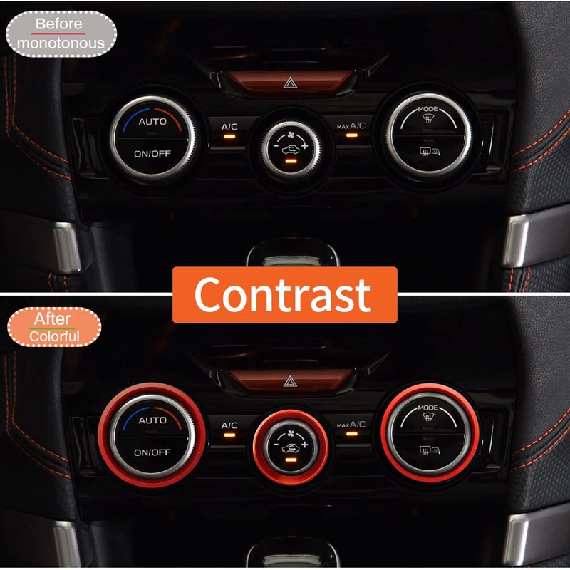 Bentolin Red AC Climate Control Knob Outer Ring Covers for Subaru (3 Pcs) - Image 4