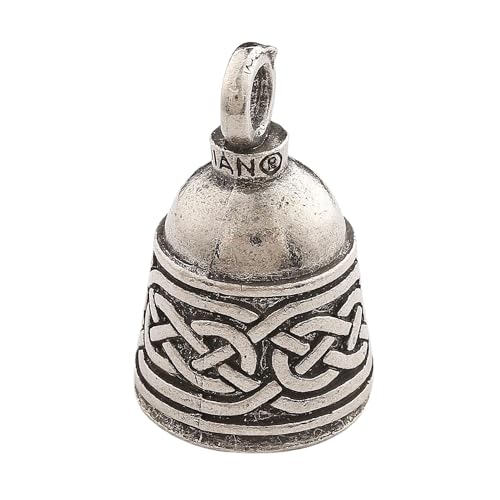 Guardian Bell Celtic Weave Good Luck Bell w/Keyring & Black Velvet Gift Bag | Motorcycle Bell | Lead-Free Pewter | Made in USA - Image 2