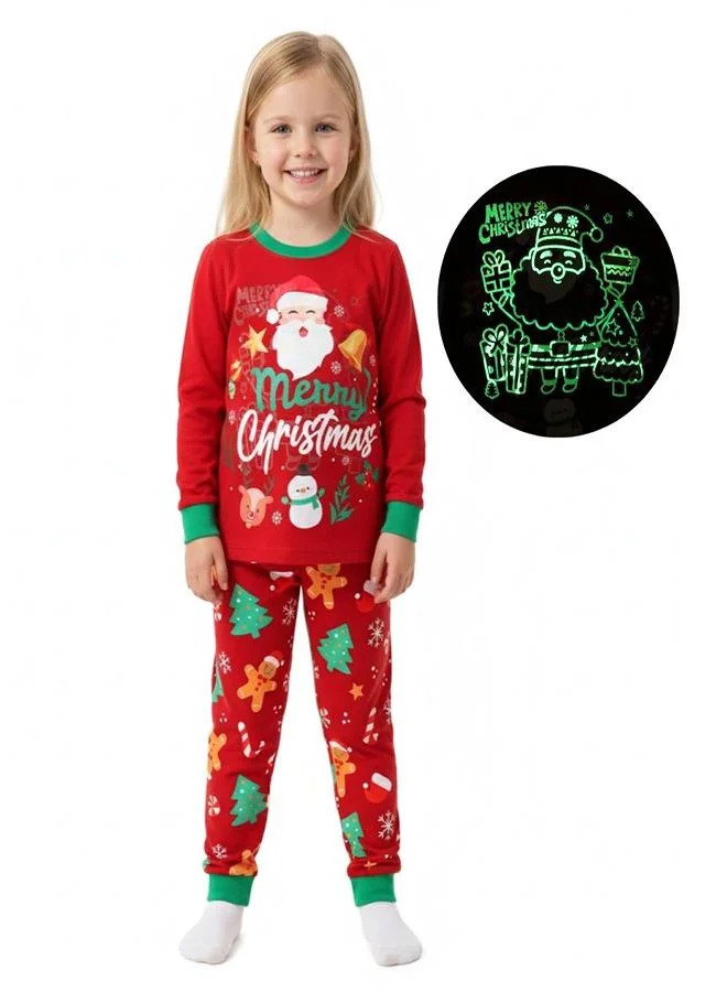 babyqlo Unisex Red Gingerbread Tree Glow Christmas Pajamas