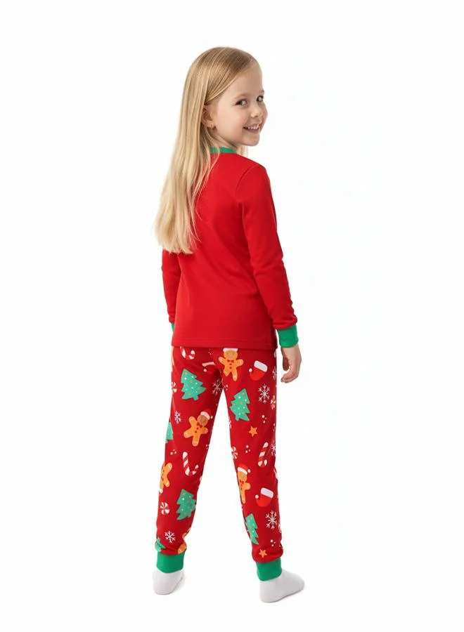 babyqlo Unisex Red Gingerbread Tree Glow Christmas Pajamas