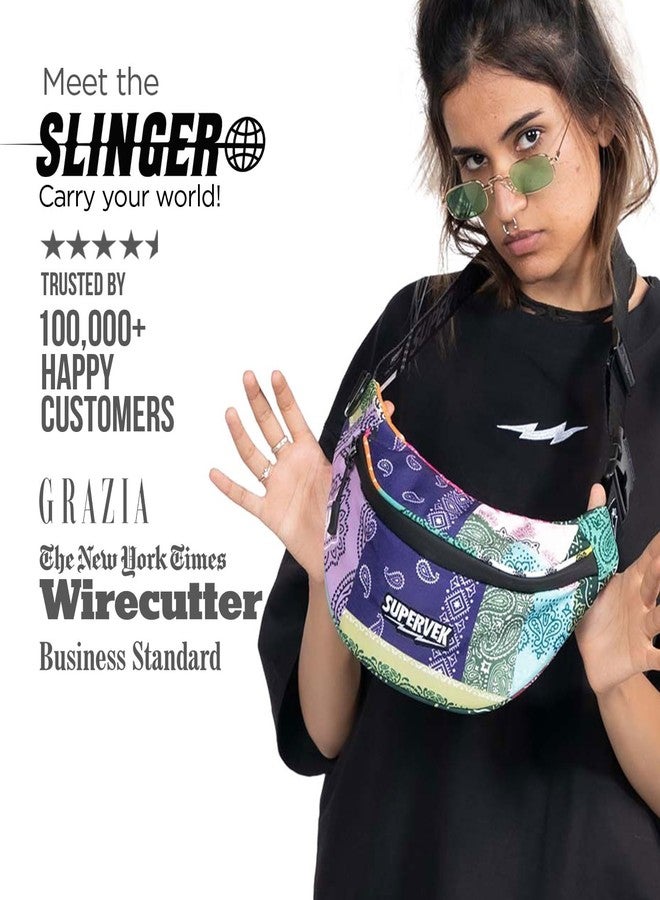 SUPERVEK Waist Bag for Men Women - Cross Body Shoulder Bags for Man Woman - Small Side Bag with Waterproof Zipper - Travel Hiking Hip Fanny Pack - Stylish Mini Chest Belt Bag Pouch - Patch Bandana - Image 2