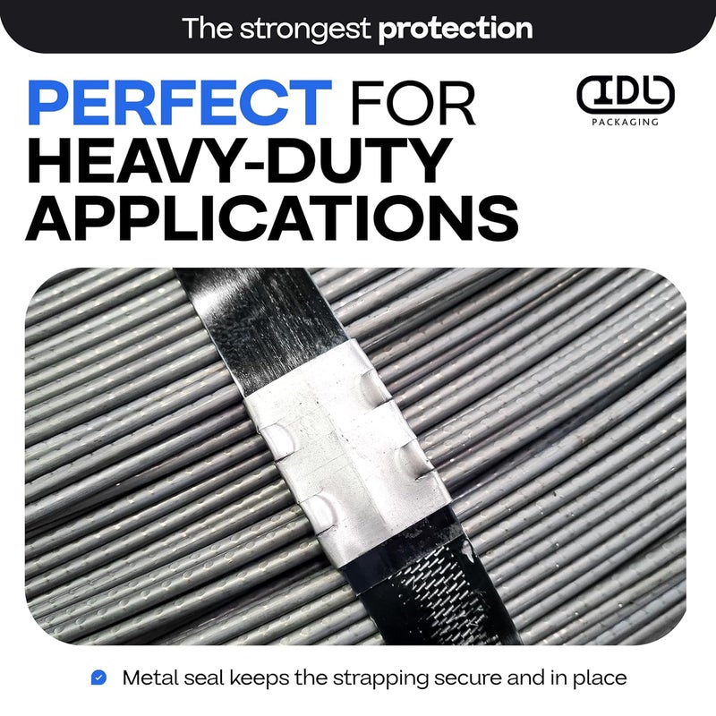 IDL Packaging Open (Snap-On) Seals for 5/8" Strap Width Steel Strapping (Pack of 1000) - Superior Holding Power - Sturdy Metal Clips for Securing Heavy Packaging and Pallet Banding - Image 3