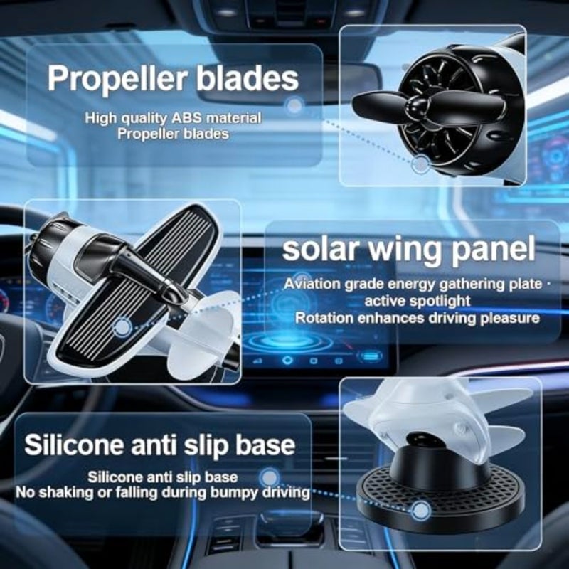 JIAYOSEE A Solar-Powered Car Ornament Light-activated spinning Rotates as car moves - Image 2
