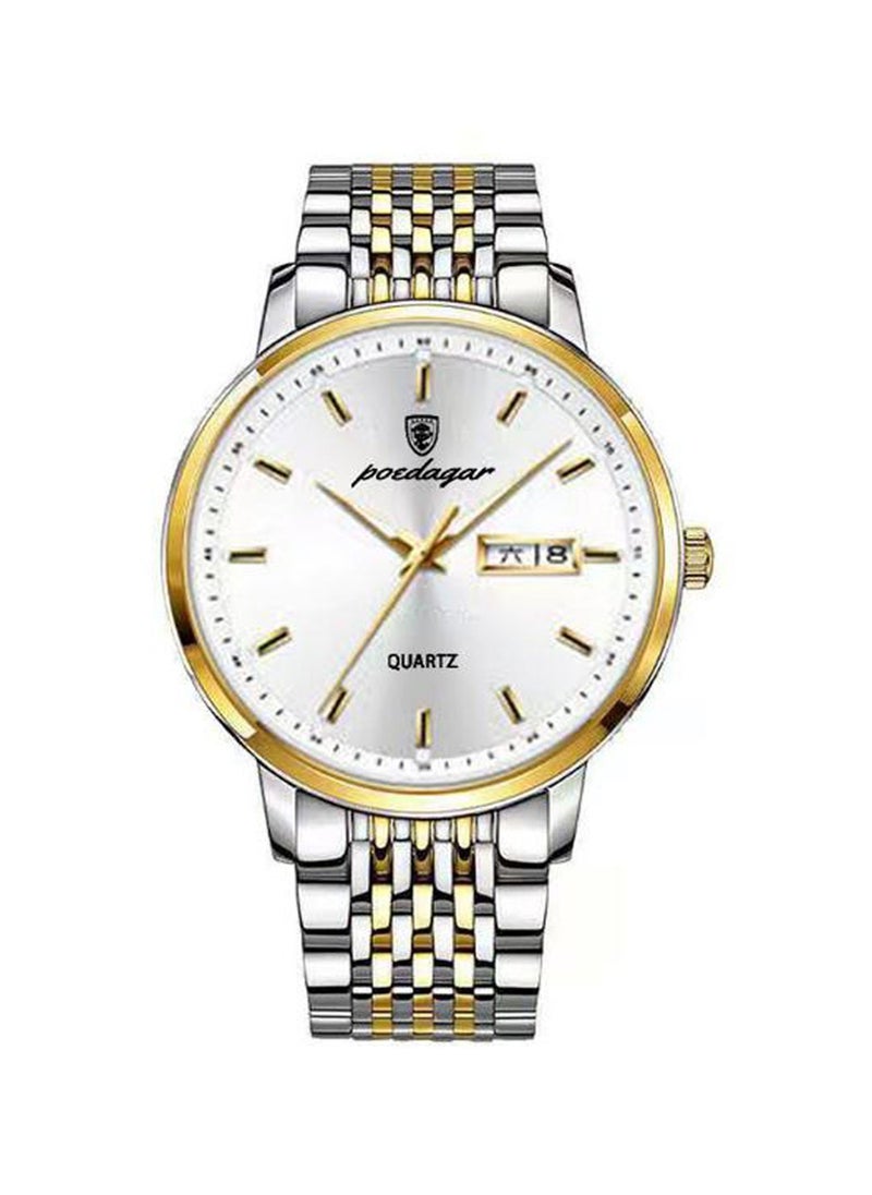 POEDAGAR Men’s Analog Quartz Stainless Steel Band Wristwatch 42mm  - Image 1
