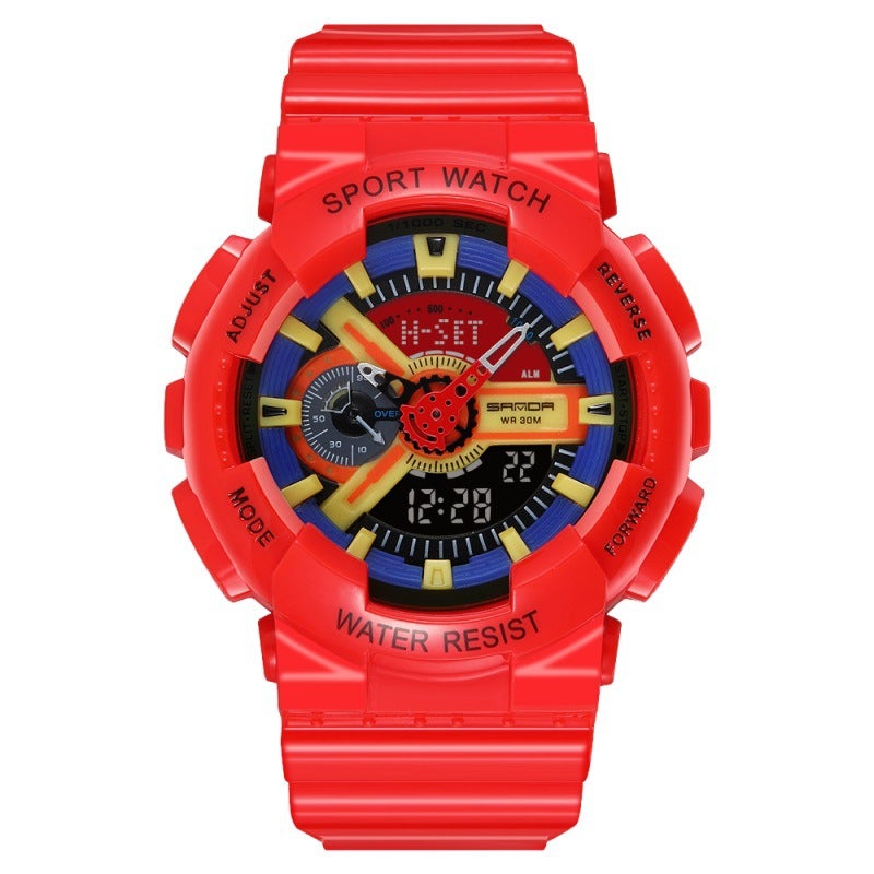 Watch Men'S Korean Fashion Trend Outdoor Casual Waterproof Multi-Function Electronic Watch Luminous Cool - Image 1