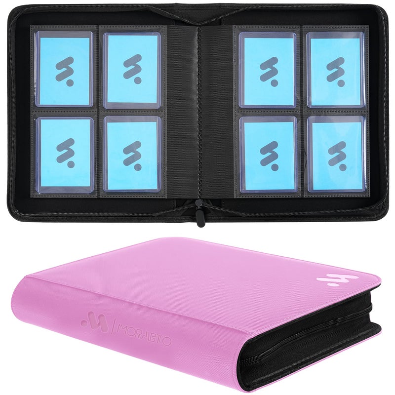MORABTO Top Loader Binder, Holds 128 Top Loaders,4 Pocket Top Loader Binders for 3" x 4" Rigid Cards,Card Album Folder for Hard Plastic Top Loaders - Image 1
