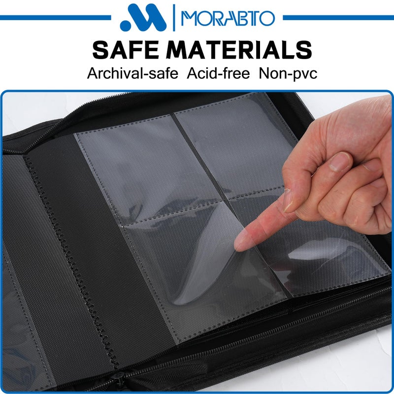 MORABTO Top Loader Binder, Holds 128 Top Loaders,4 Pocket Top Loader Binders for 3" x 4" Rigid Cards,Card Album Folder for Hard Plastic Top Loaders - Image 5