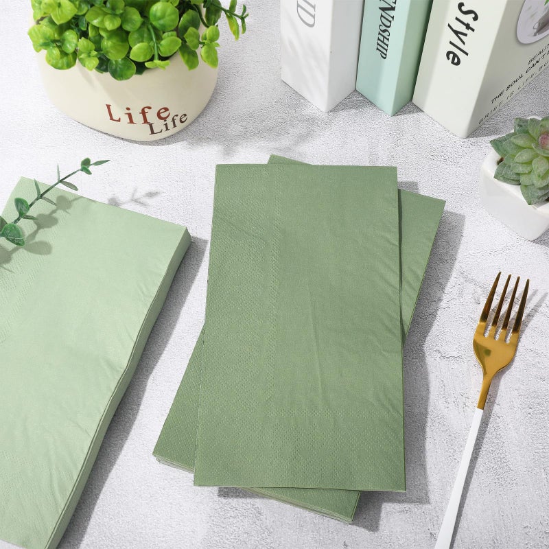 Whaline 60Pcs Sage Green Guest Paper Napkins 3 Colors Disposable Guest Hand Towel Napkins Multi-colored Bathroom Napkins for Home Party Table Decor - Image 4