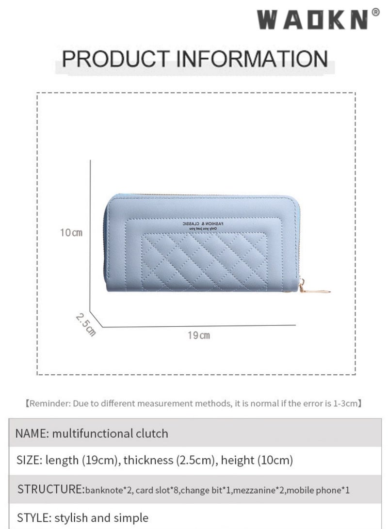 دبليو أيه أو كي أن جديد أنيق السيدات محفظة طويلة ، أنيقة وموجزة السيدات قدرة كبيرة واحدة متعددة الوظائف حقيبة يد الرمز البريدي ( الوردي العميق ) - Image 3