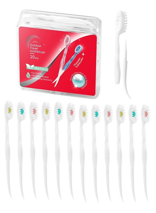 JOUGE Mini Brushes-Disposable Toothbrushes with Toothpaste Portable for Work or Travel 20 pcs (Mint+Peach) - Image 1