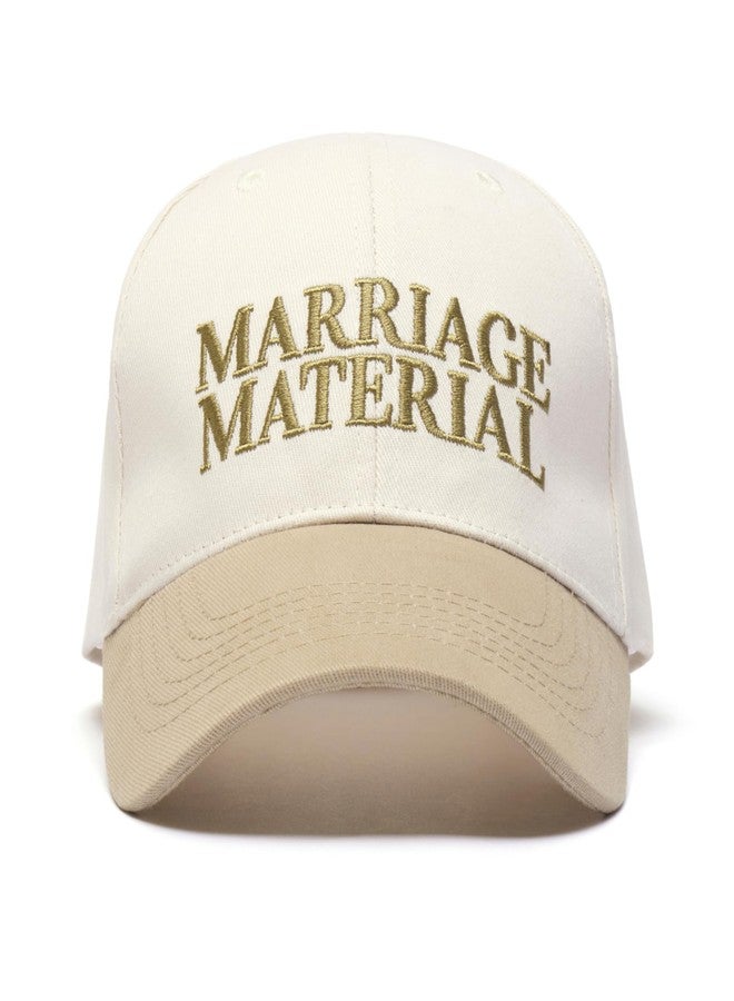 Pop Fizz Designs Marriage Material Hat | Trucker Hat Set for Bride and Wifey | Bride Baseball Cap, Bachelorette Hat, Bridal Trucker Hats for Wedding, Honeymoon, Bridal Shower Beige - Image 1