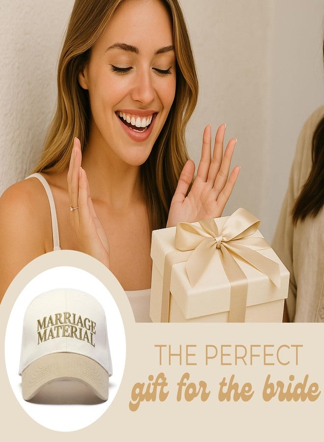Pop Fizz Designs Marriage Material Hat | Trucker Hat Set for Bride and Wifey | Bride Baseball Cap, Bachelorette Hat, Bridal Trucker Hats for Wedding, Honeymoon, Bridal Shower Beige - Image 5