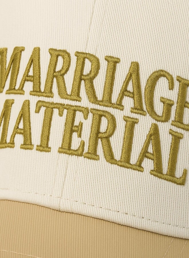 Pop Fizz Designs Marriage Material Hat | Trucker Hat Set for Bride and Wifey | Bride Baseball Cap, Bachelorette Hat, Bridal Trucker Hats for Wedding, Honeymoon, Bridal Shower Beige - Image 4