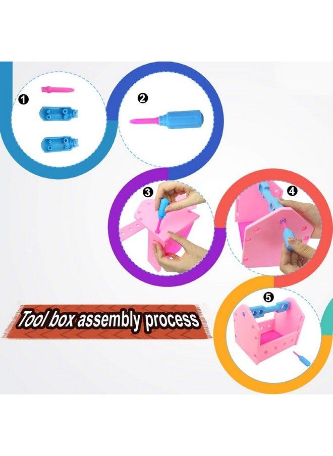 Gifts2U - Toy Tool Set For Girls Pretend Play Toy With Play Drill Tool Box Vest Costume And Toy Tape Measure Pink Toy Tool Set Learning Tool Kit For Girls Toddlers Boys Age 3 4 5 6 Home Stem Diy Gifts - Image 1