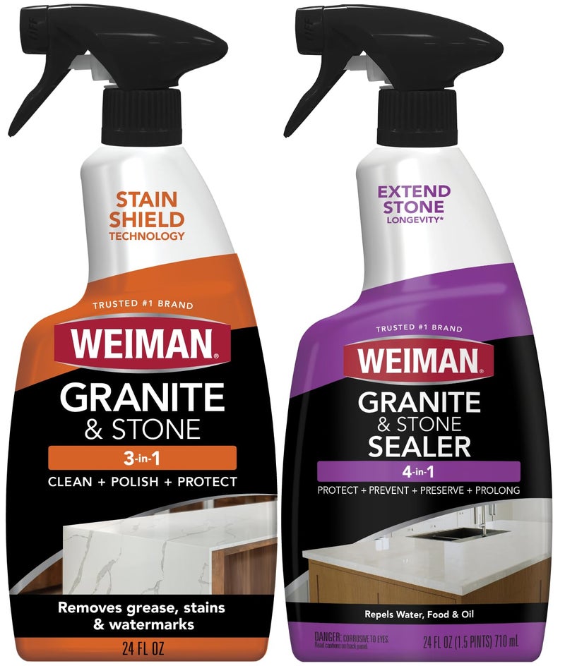 Weiman Complete Countertop Cleaning & Protection Kit - For Granite, Marble, Quartz and Stone - Granite Stone Cleaner & Polisher - 24 Oz, Granite Stone Sealant - 24 Oz - Image 1