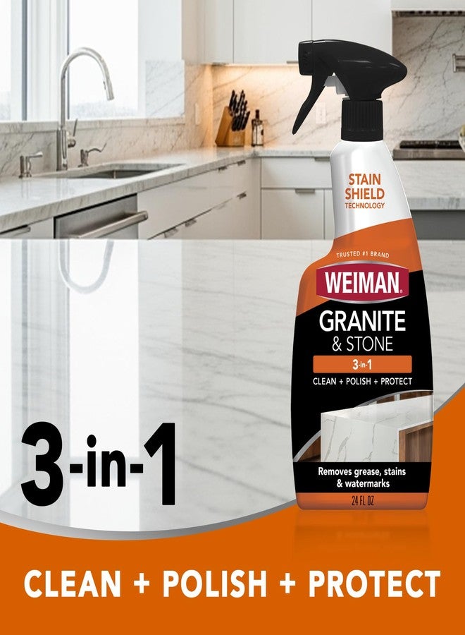 Weiman Complete Countertop Cleaning & Protection Kit - For Granite, Marble, Quartz and Stone - Granite Stone Cleaner & Polisher - 24 Oz, Granite Stone Sealant - 24 Oz - Image 2