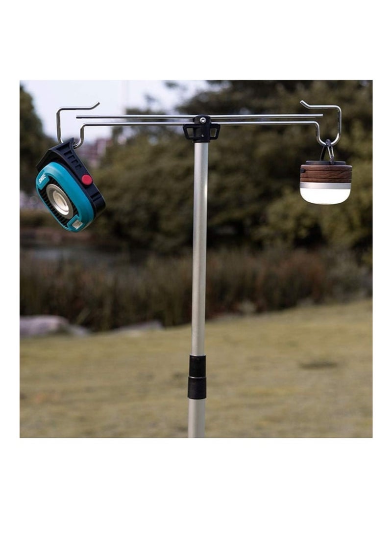 حامل مصباح للتخييم، حامل فانوس قابل للطي، حامل مصباح ثلاثي القوائم قابل للإزالة، تعديل الارتفاع 113-230 سم، يأتي مع 3 مسامير أرضية وحقيبة تخزين من النايلون للتخييم والمشي لمسافات طويلة وصيد الأسماك والشواء - Image 3