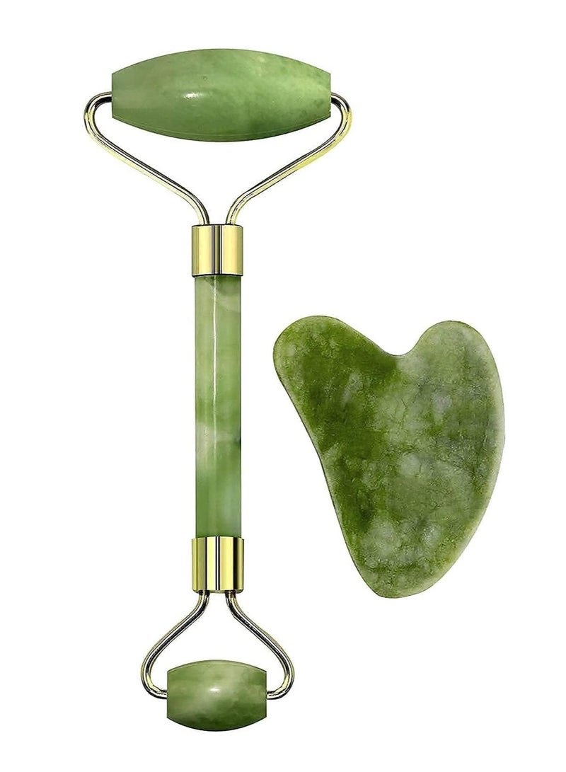 إيكو تولز بكرة تدليك الوجه من حجر اليشم وأداة جواشا الهيمالايا الطبيعي للوجه والرقبة لعلاج تجاعيد البشرة - Image 1