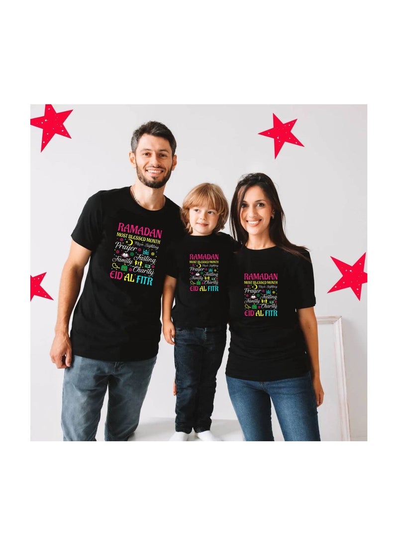 PRINTSHOP4ME - Ramadan Family Matching T-Shirts For Men,Women And Kids–Festive Eid Mubarak Short Sleeve Round Neck Cotton T-Shirts–Perfect For Ramadan - Image 1