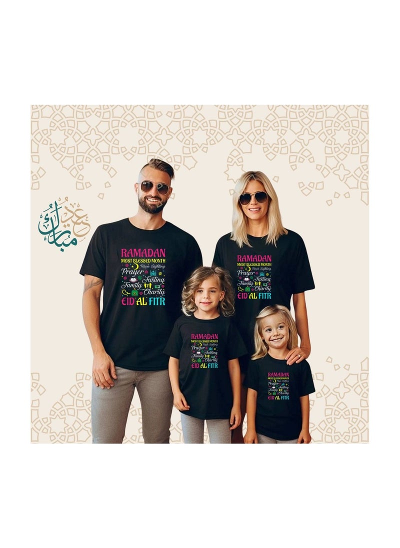PRINTSHOP4ME - Ramadan Family Matching T-Shirts For Men,Women And Kids–Festive Eid Mubarak Short Sleeve Round Neck Cotton T-Shirts–Perfect For Ramadan - Image 1
