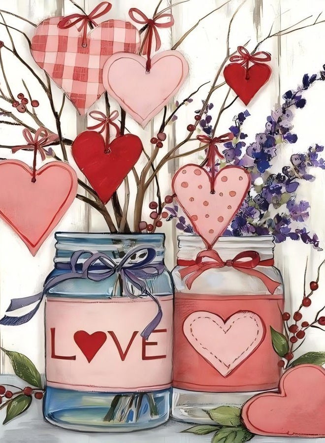 askkqtx Valentine's Day Paint by Numbers Kit for Adults, DIY Love Paint by Numbers for Beginner, Oil Painting by Number on Canvas for Home Decor Gifts 16x20 Inch - Image 1