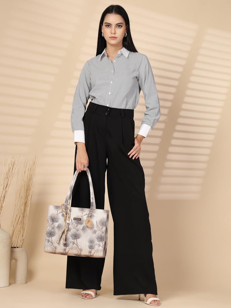 ENSAC Printed Tote Bag With Tessel for Women & Girls | Large Canvas Shoulder Bag with double handle, Stylish Designer Handbag, Spacious, Lightweight, Perfect for Office, College & Shopping Use - Image 3