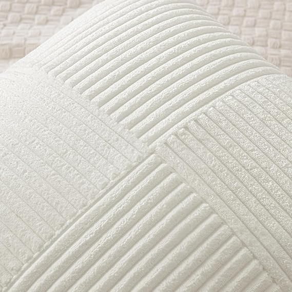 Guffaw Corduroy Pillow Covers Boho Decorative Spliced Throw Pillow Covers Soft Solid Couch Pillowcases Cross Patchwork Cushion Covers for Living Room Bed Sofa 16x16 inch (1, White) - Image 2